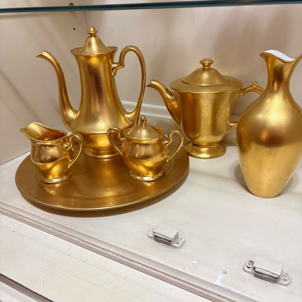 Gold Metallic Tea Set with Tray